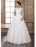 Long Sleeves Ivory Lace Tulle Stylish Wedding Dress